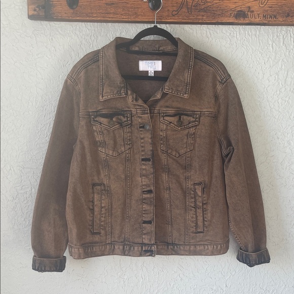 Time and Tru Jackets & Blazers - Time and Tru Dark Brown Jean Jacket
